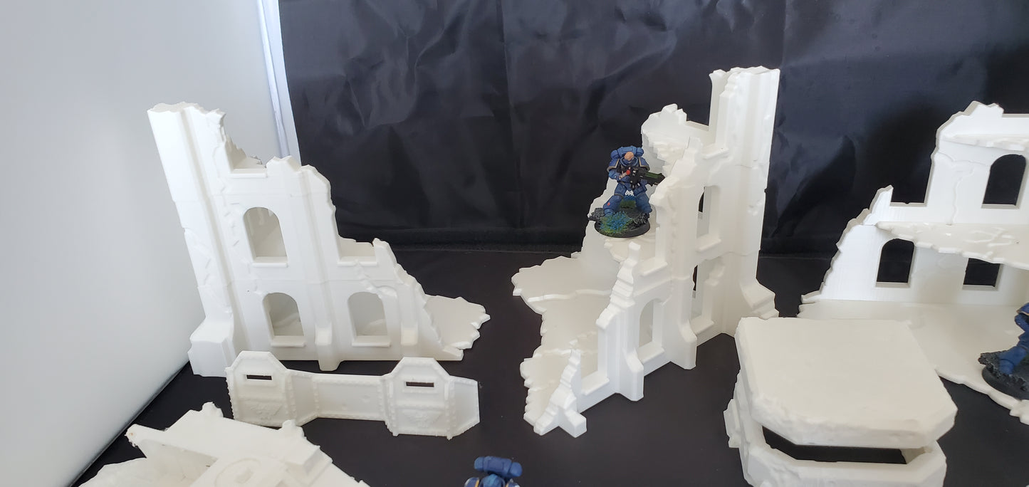 warhammer 40k terrain Different Buildings Bunkers DefenceWalls Wreaked Vehicles