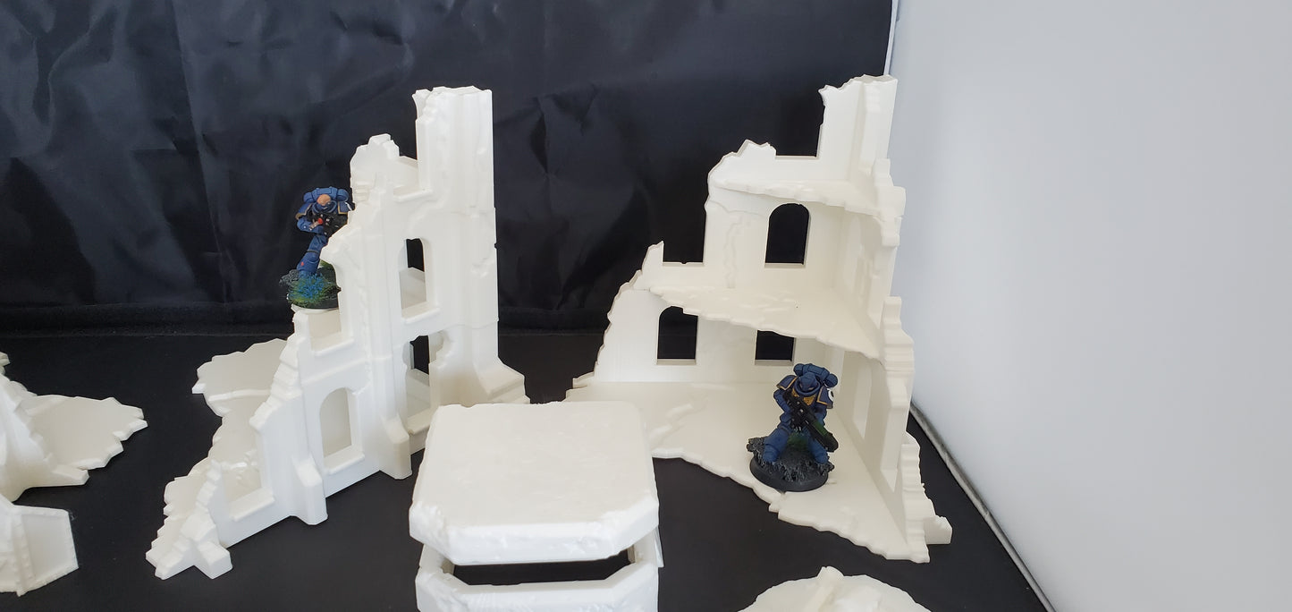warhammer 40k terrain Different Buildings Bunkers DefenceWalls Wreaked Vehicles