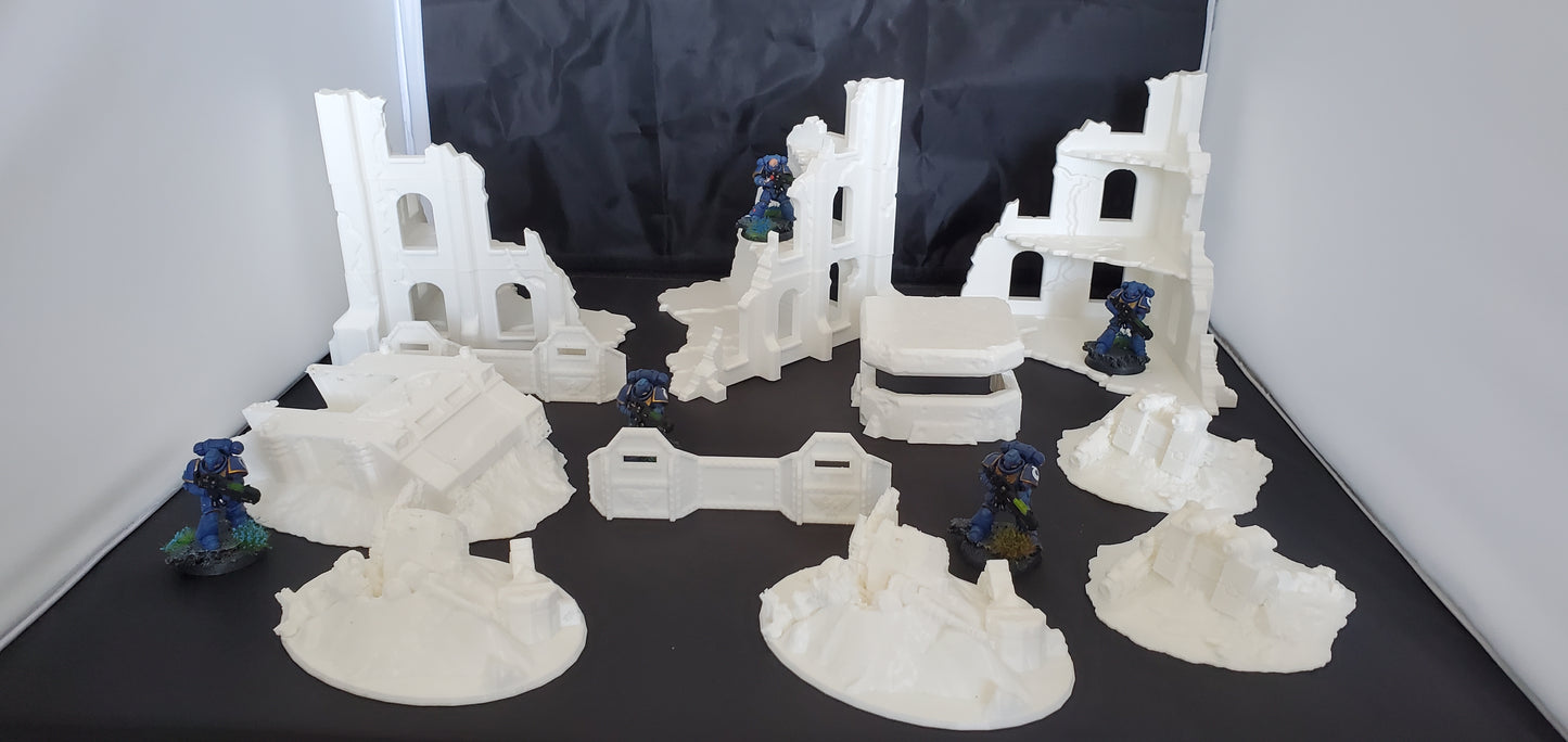 warhammer 40k terrain Different Buildings Bunkers DefenceWalls Wreaked Vehicles