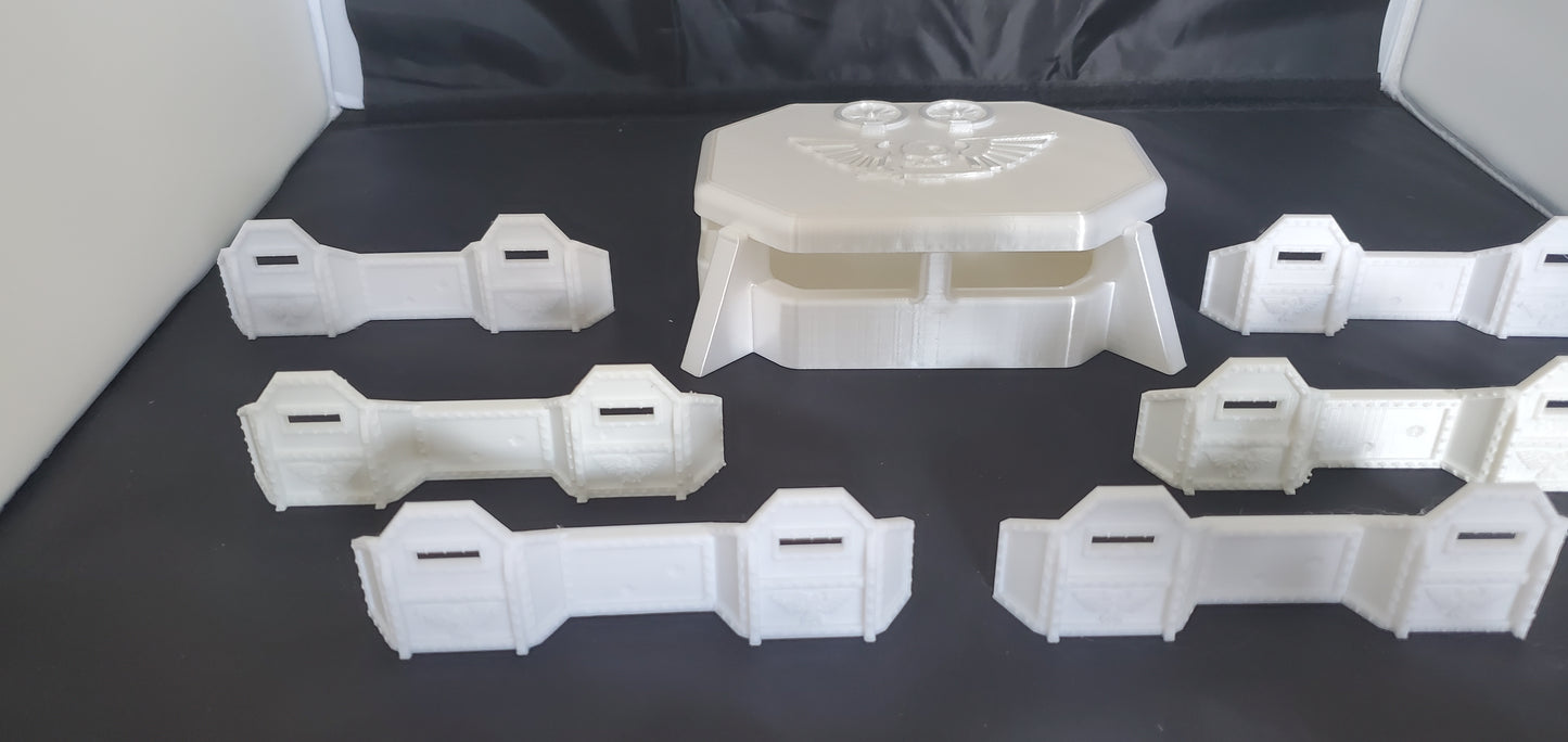 Bunker hq barriers and wreaked vehicles for miniture gaming 40k