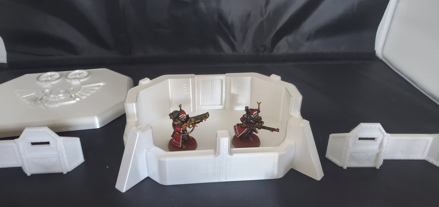 Bunker hq barriers and wreaked vehicles for miniture gaming 40k