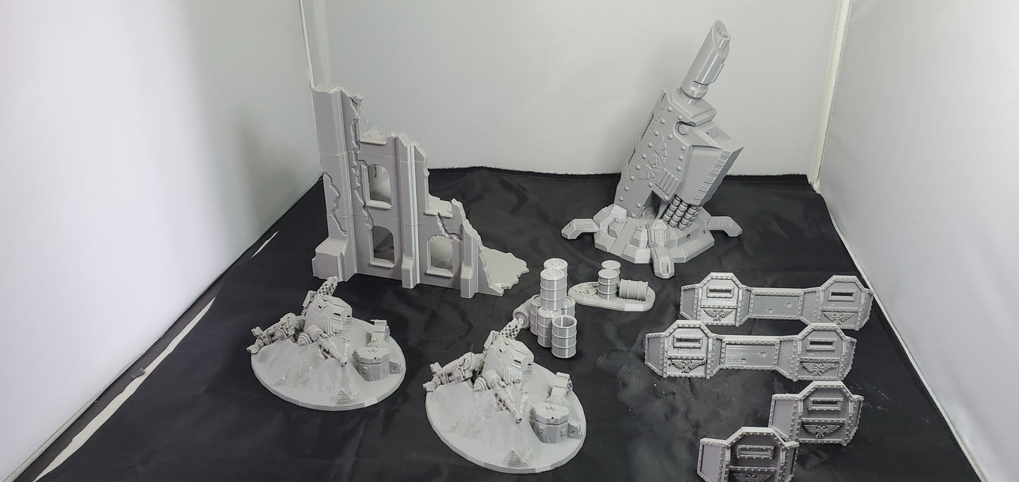 Terrain scenery set for games like warhammer 40k modern warfare