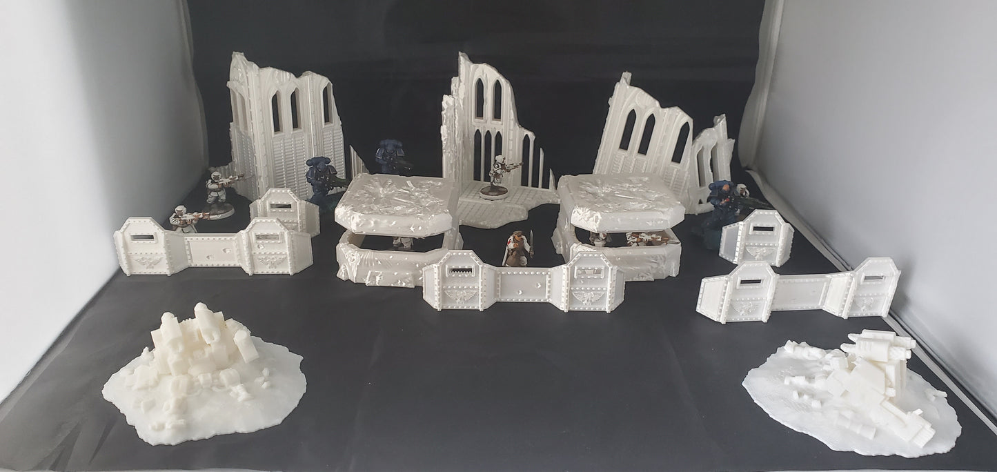 Terrain scenery bundle buildings defense walls destroyed dreadnoughts bunkers