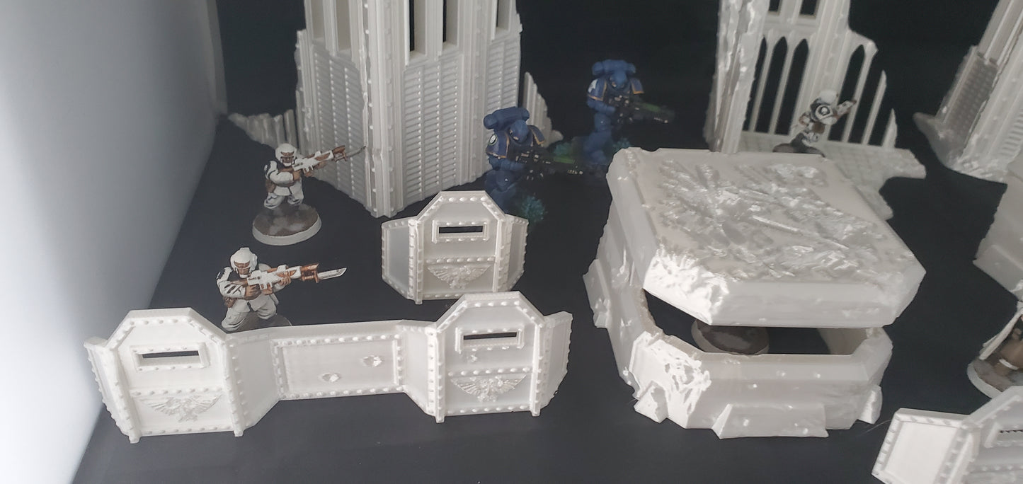 Terrain scenery bundle buildings defense walls destroyed dreadnoughts bunkers