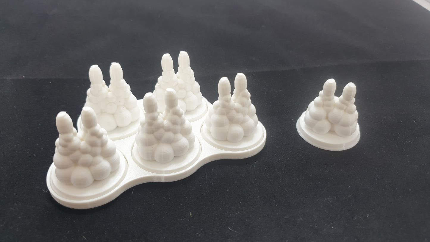 3 - 32mm movement trays with 15 Rocket Pack Plume Bases 40k for jet pack units in white