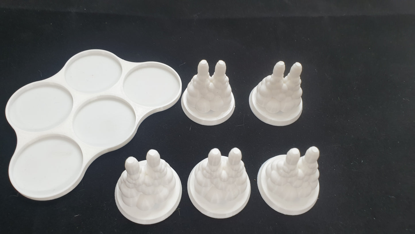 3 - 32mm movement trays with 15 Rocket Pack Plume Bases 40k for jet pack units in white