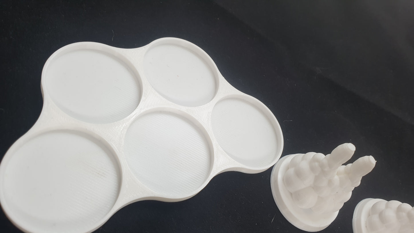 3 - 32mm movement trays with 15 Rocket Pack Plume Bases 40k for jet pack units in white