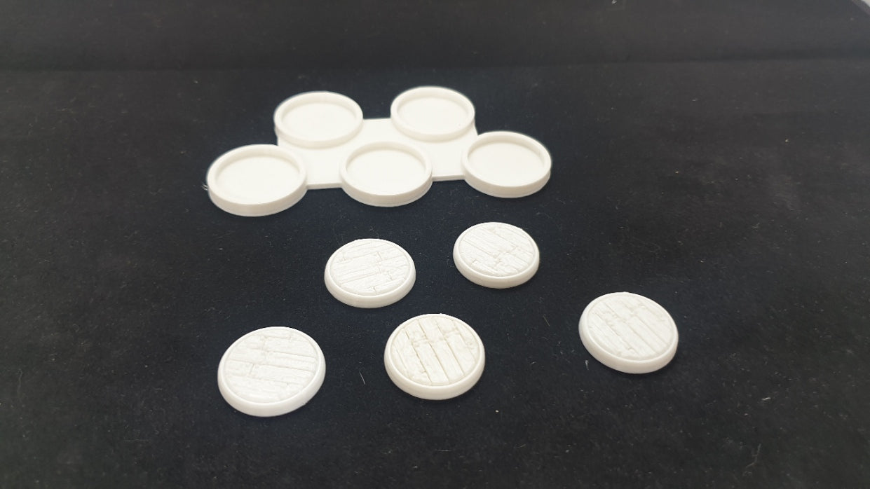 3 - 25mm movement trays with 15 wooden floor affect bases for 40k age of sigmar lotr in white
