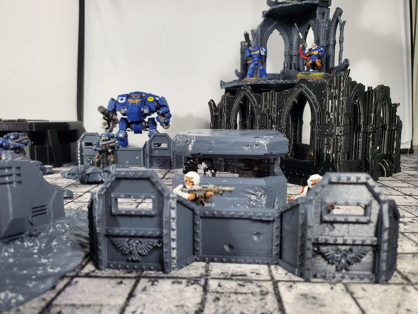 Terrain for mini gaming like warhammer scenery fortifications sandbags wreaked vehicles buildings