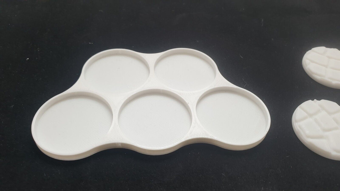 5 32mm movement trays with 25 cobble stone bases for 40k age of sigmar lotr d&d
