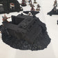 terrain scenery in black can be used for any minuture gaming 2 buildings 3 sandbags 1 wreaked rhino 2 wreaked dreadnought ruins