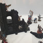 terrain scenery in black can be used for any minuture gaming 2 buildings 3 sandbags 1 wreaked rhino 2 wreaked dreadnought ruins