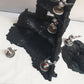 terrain scenery in black can be used for any minuture gaming 2 buildings 3 sandbags 1 wreaked rhino 2 wreaked dreadnought ruins