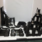 terrain scenery for minture gaming like 40k 2 buildings 1 wreaked rhino 2 wreaked dreadnoughts sandbags 6 defense barriers in black